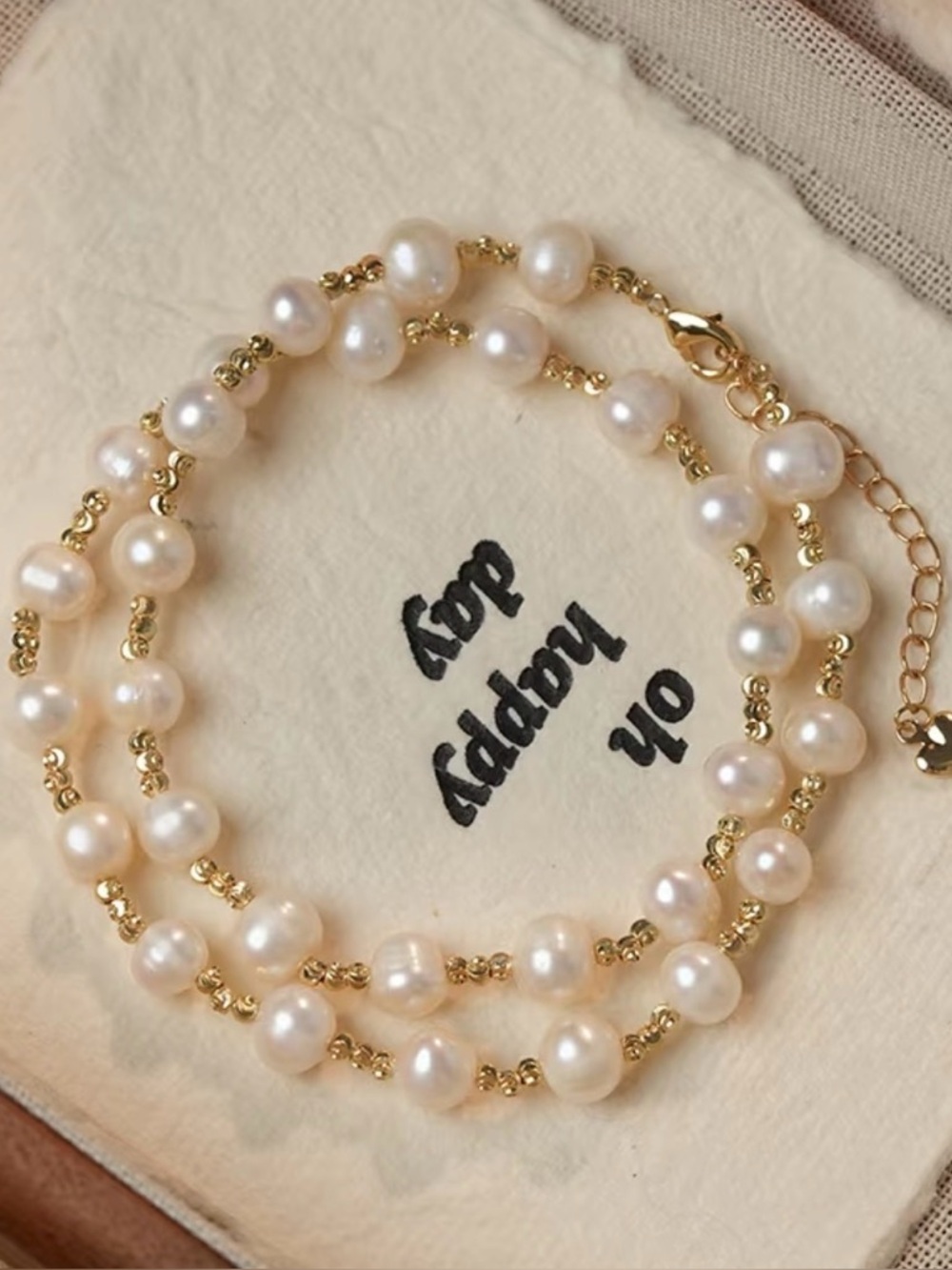 7–8mm Freshwater Non-Nucleated Pearl “Full Star” Necklace with Gold-Tone Accents